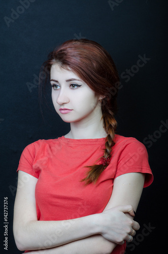 girl in the red shirt