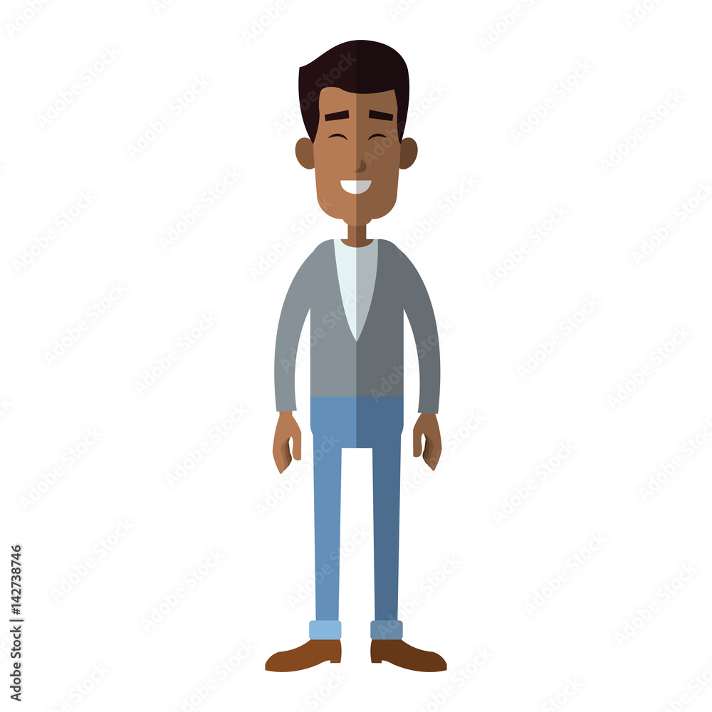 happy man wearing casual clothes cartoon icon over white background. colorful design. vector illustration happy man wearing casual clothes cartoon icon over white background. colorful design. vector illustration