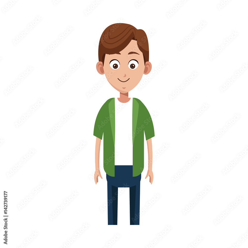 happy boy cartoon icon over white background. colorful design. vector illustration