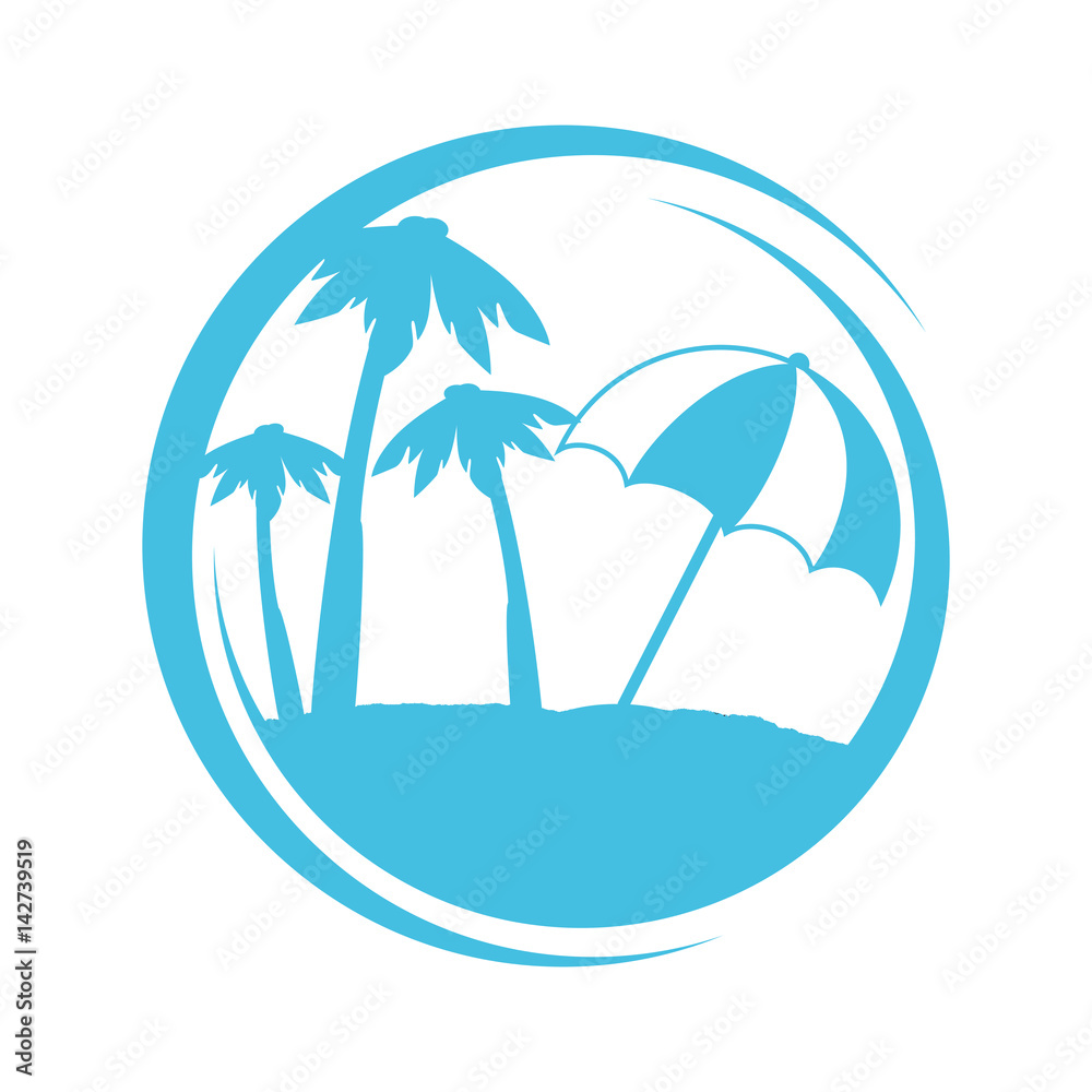 summer beach silhouette icon vector illustration design