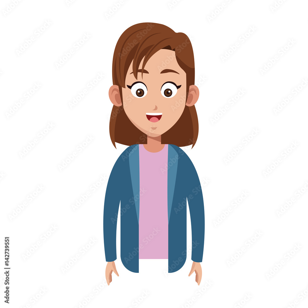 happy girl cartoon icon over white background. colorful design. vector illustration happy girl cartoon icon over white background. colorful design. vector illustration