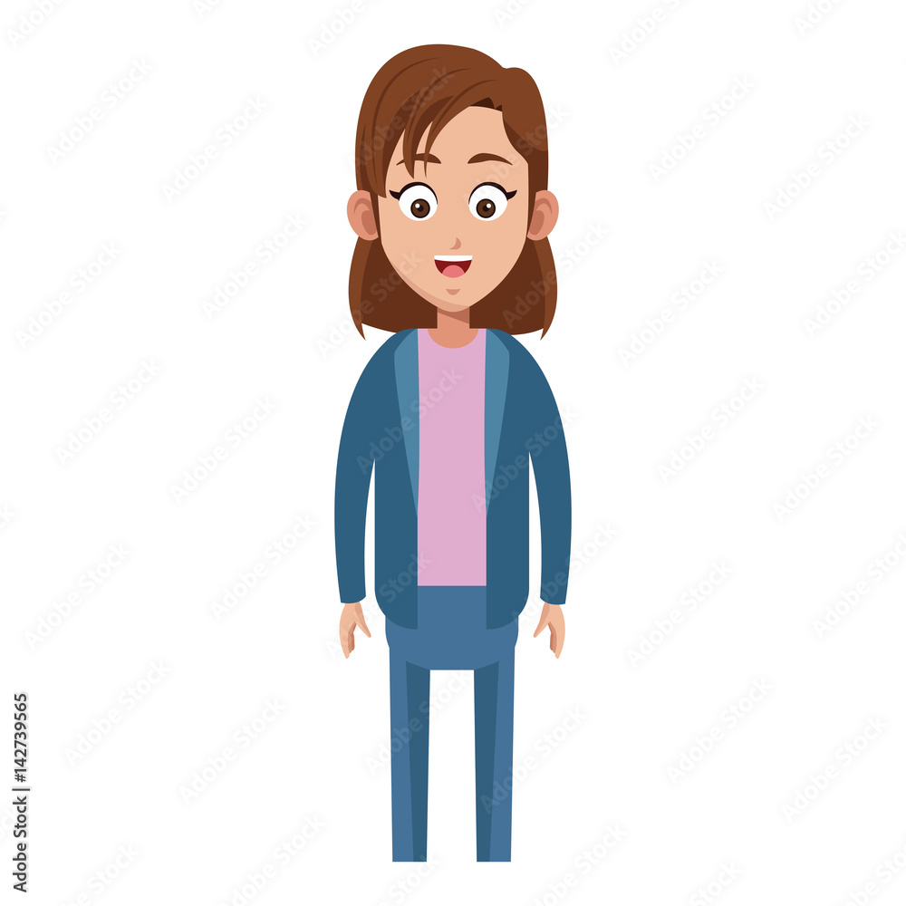 girl wearing casual clothes cartoon icon over white background. colorful design. vector illustration girl wearing casual clothes cartoon icon over white background. colorful design. vector illustration