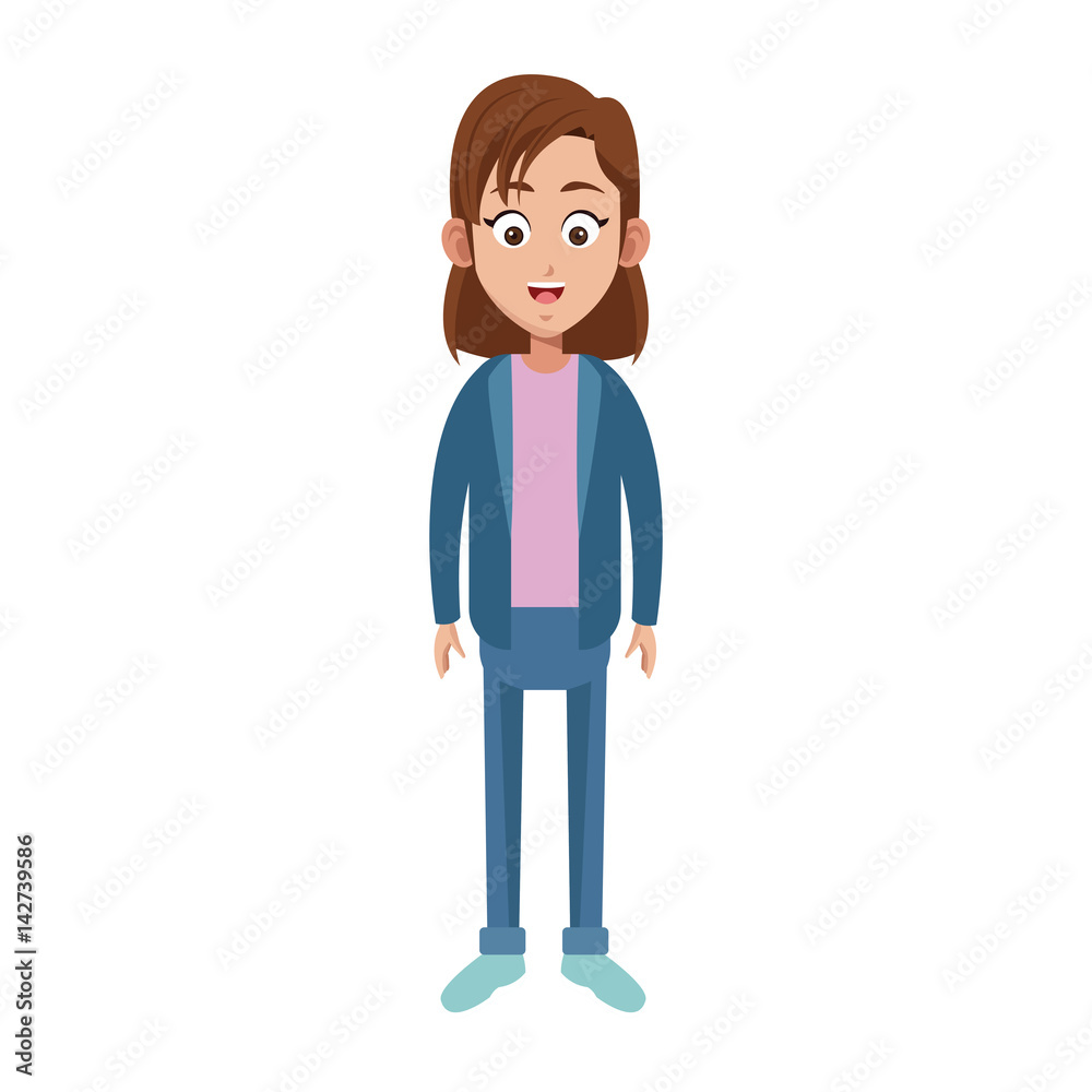girl wearing casual clothes cartoon icon over white background. colorful design. vector illustration girl wearing casual clothes cartoon icon over white background. colorful design. vector illustration
