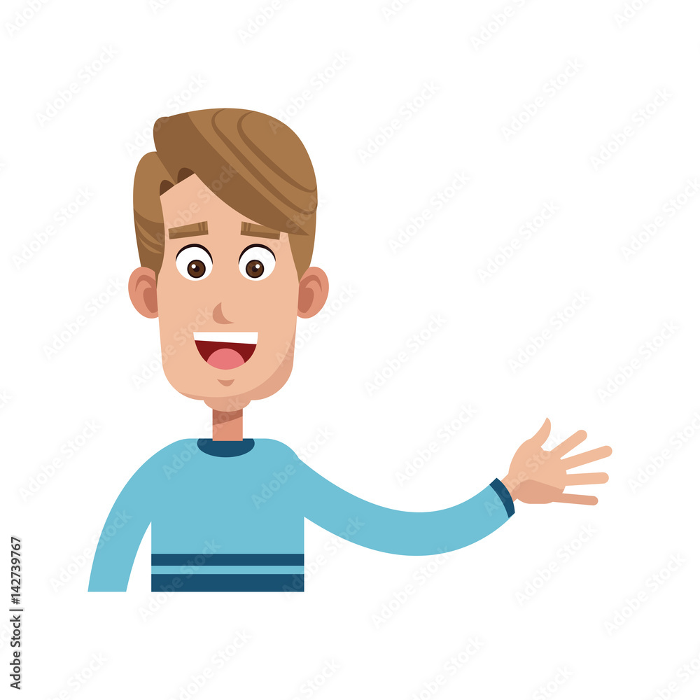 happy man cartoon icon over white background. colorful design. vector illustration