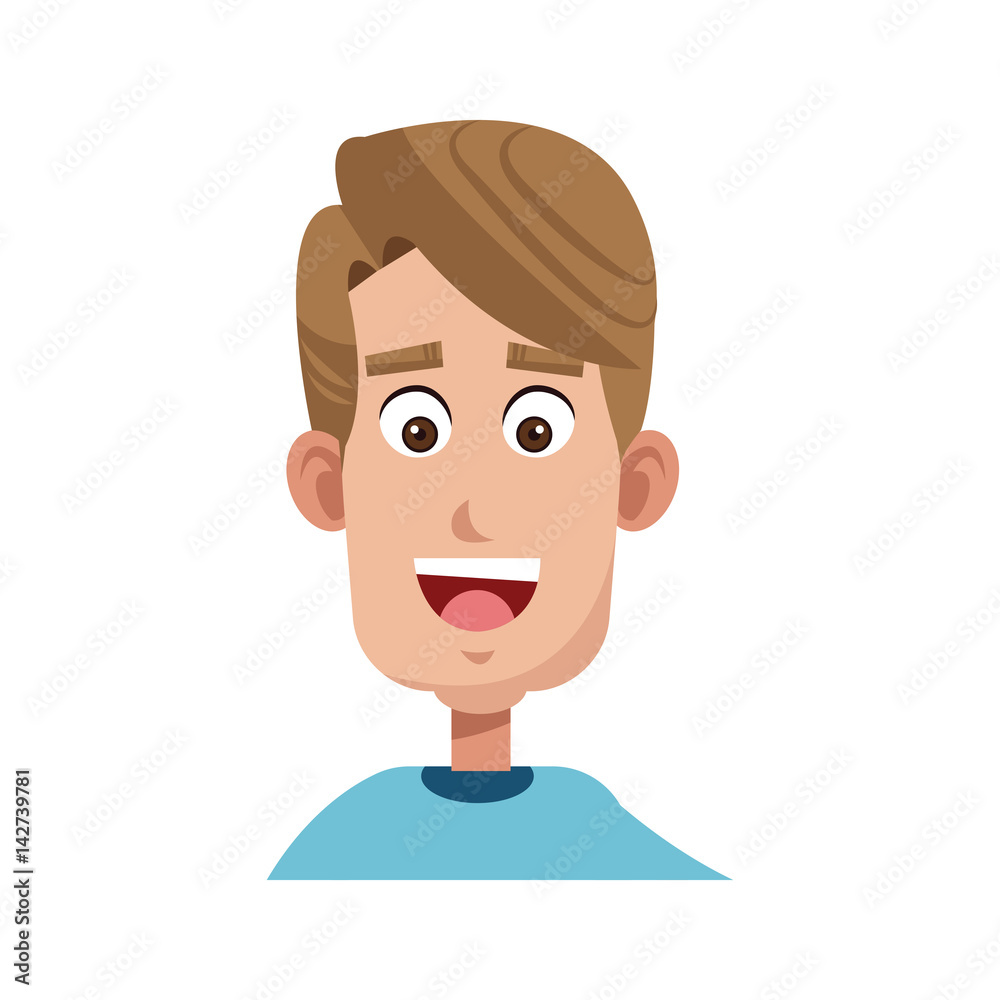happy man cartoon icon over white background. colorful design. vector illustration