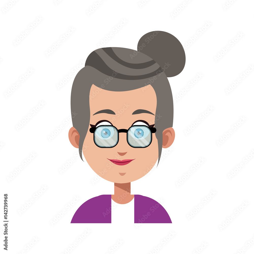 old woman cartoon icon over white background. colorful design. vector illustration