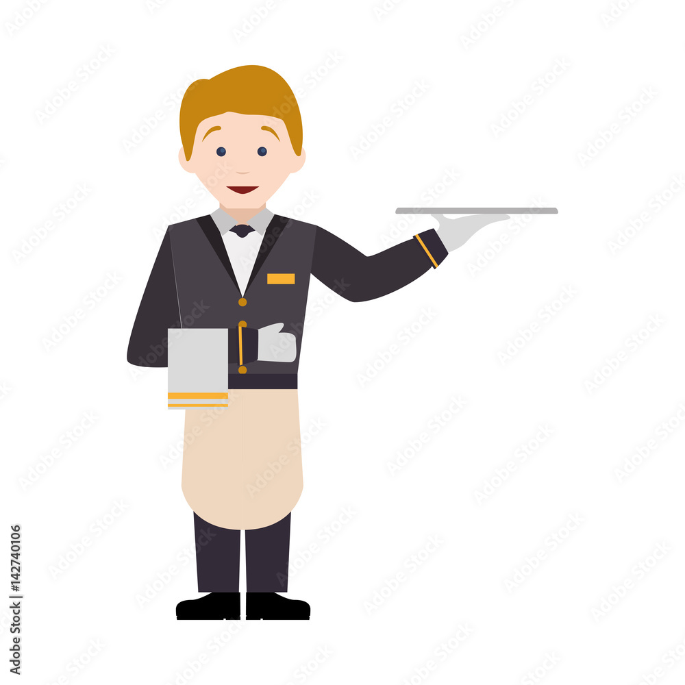 waiter catering tray restaurant dish vector icon illustration waiter catering tray restaurant dish vector icon illustration