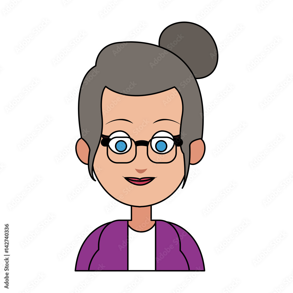 happy elderly woman cartoon icon image vector illustration design 