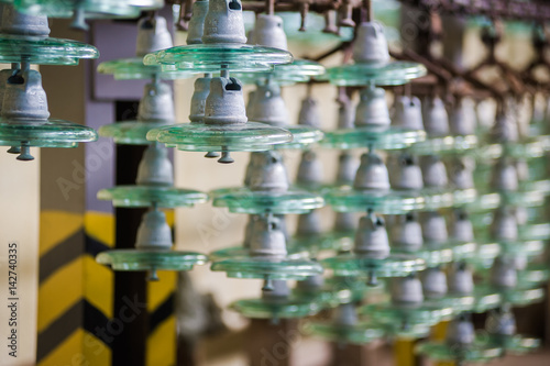 production of parts for glass insulators. in the workshop