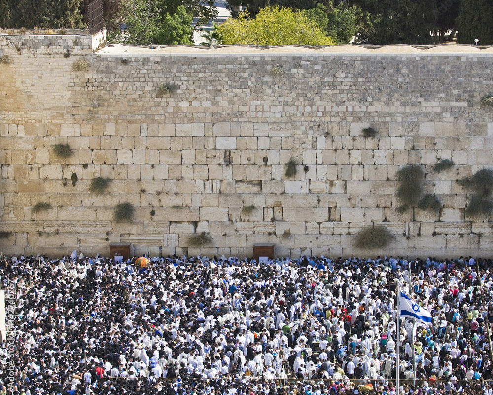 Jerusalem - October 16: Prayer of Jews at Western Wall. Jerusal