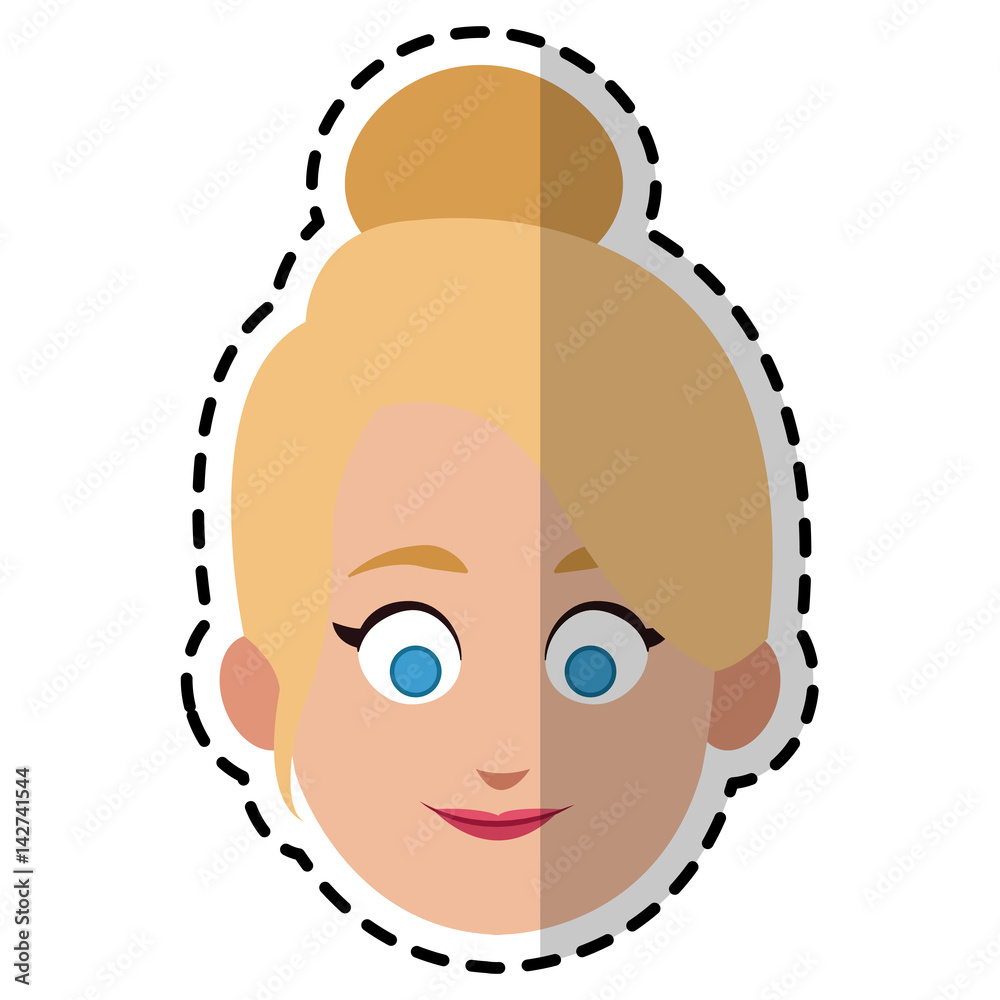 Fototapeta premium happy blonde woman with blue eyes cartoon icon image vector illustration design 