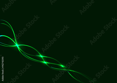 Green neon waves on a dark background.