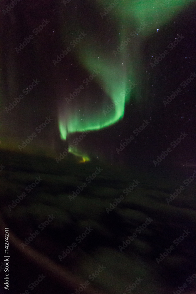 Northern lights from an airplane