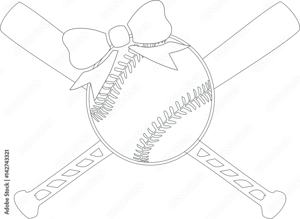 softball bats crossed clipart row