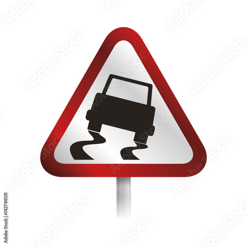 caution sign slippery ground vector icon illustration