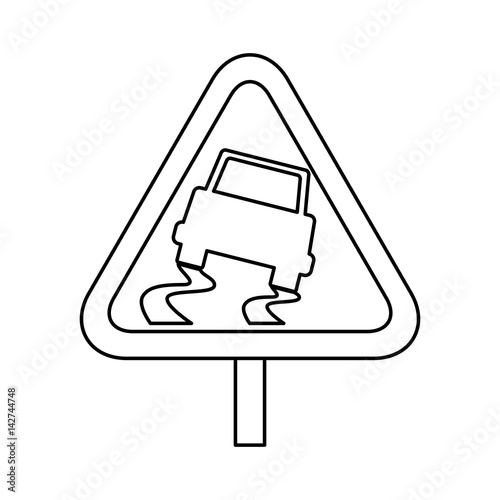 caution sign slippery ground vector icon illustration