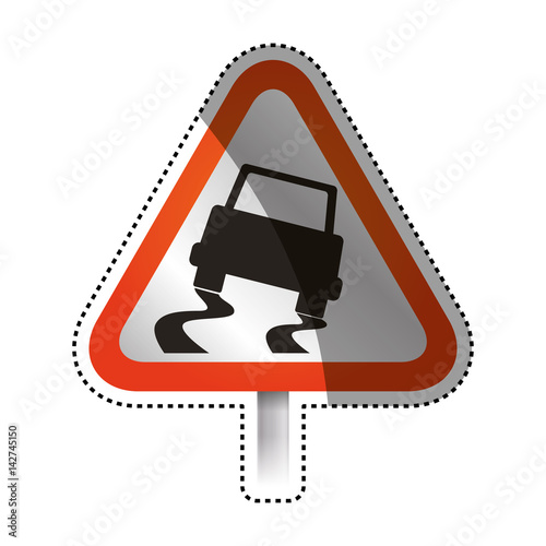 caution sign slippery ground vector icon illustration