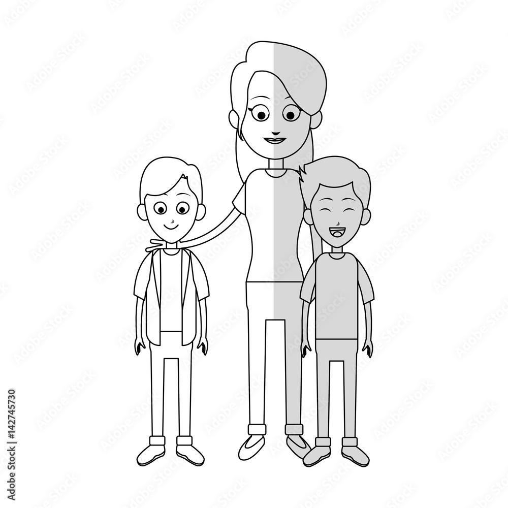 mother with his kids icon over white background. vector illustration mother with his kids icon over white background. vector illustration