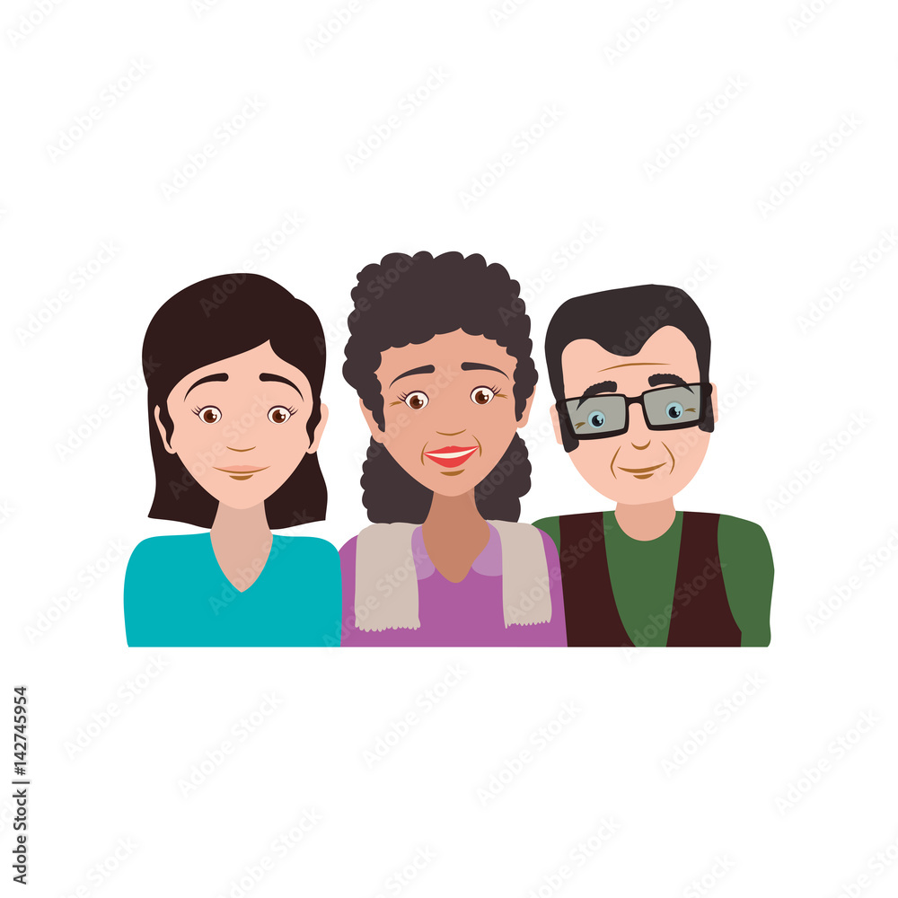 elder parents and daughter vector icon illustration elder parents and daughter vector icon illustration