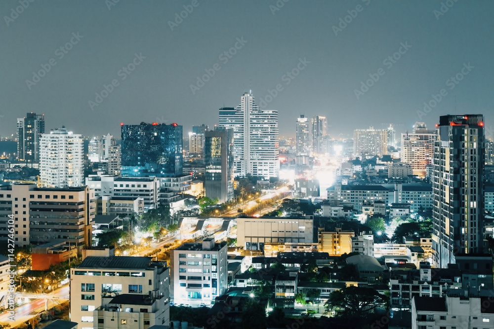 Illuminated Bangkok at night
