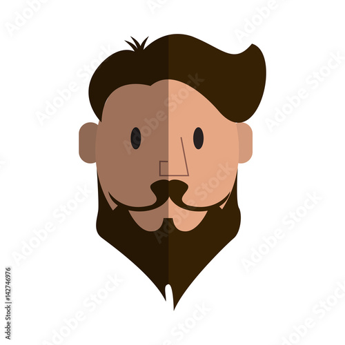 man with beard cartoon icon over white background. hipster lifestyle concept. colorful design. vector illustration