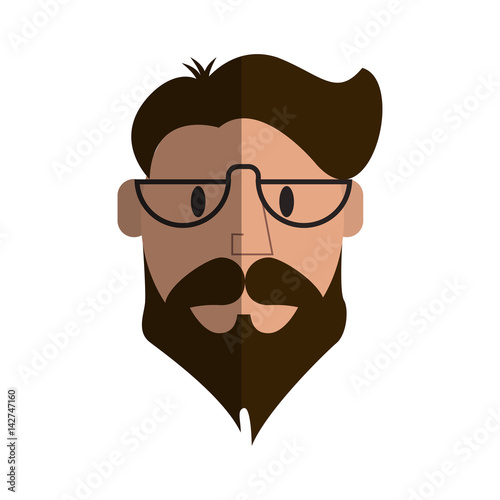 man with beard and glasses cartoon icon over white background. hipster lifestyle concept. colorful design. vector illustration