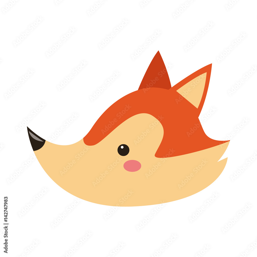 cute fox icon over white background. colorful design. vector illustration