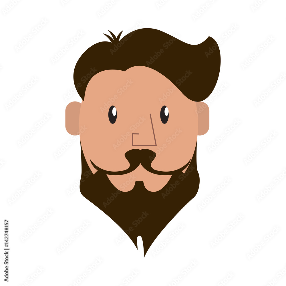 Fototapeta premium man with beard cartoon icon over white background. hipster lifestyle concept. colorful design. vector illustration