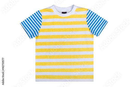kidswear, striped summer undershirt isolated on a white background