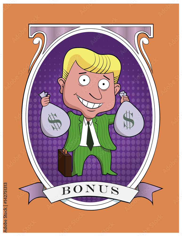 Naklejka premium Bonus / A business man celebrates a victory.