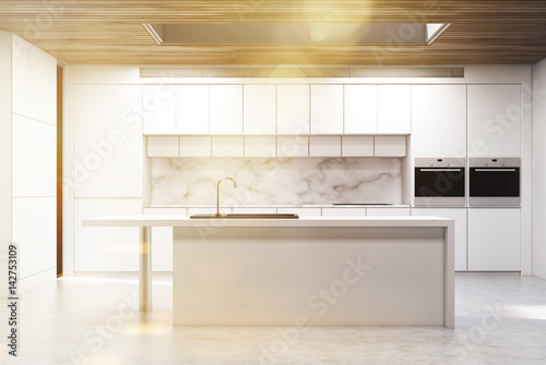 Fototapeta Naklejka Na Ścianę i Meble -  Kitchen isle, marble, toned