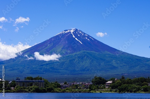 春または初夏の富士山と河口湖