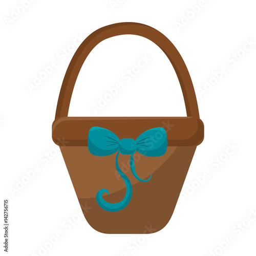 brown hamper with blue ribbon bow decoration