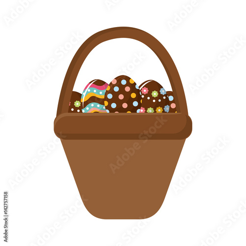 brown hamper with eggs easter inside