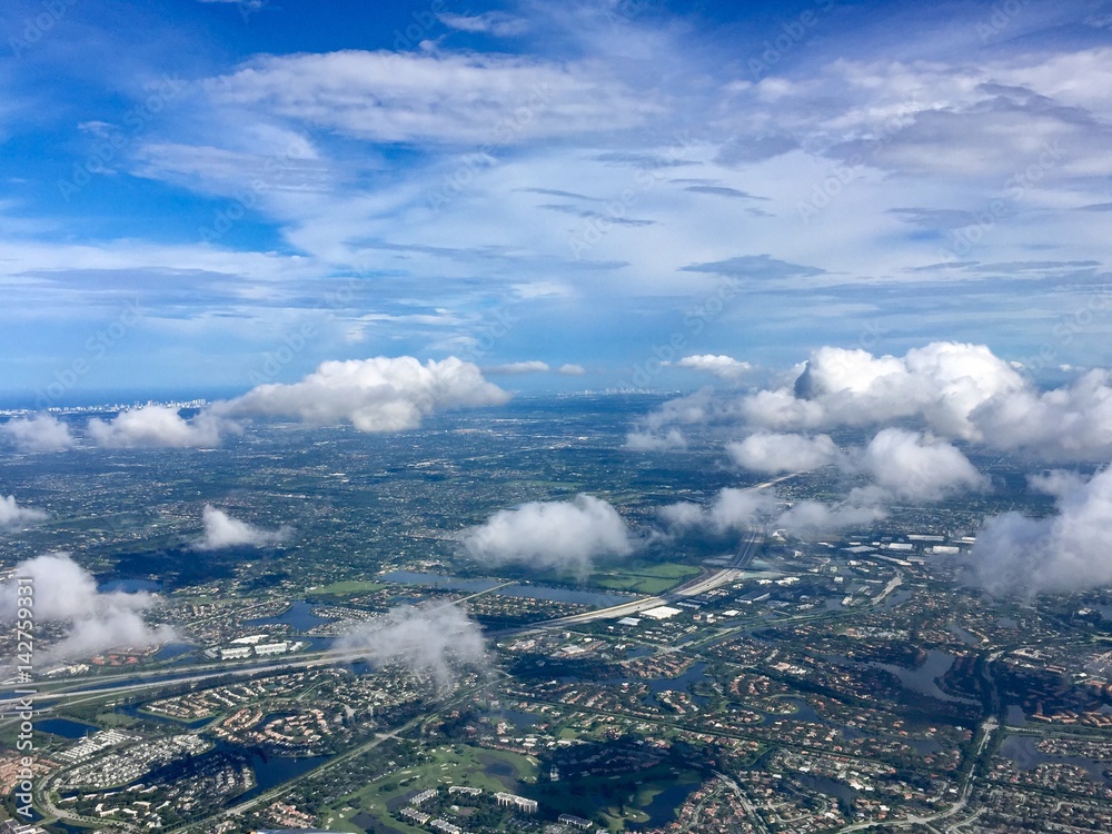 Town, cloud and sky in aerial view, Florida