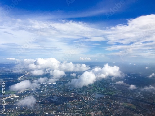 Cloud over the town in aerial view, Florida © Spinel