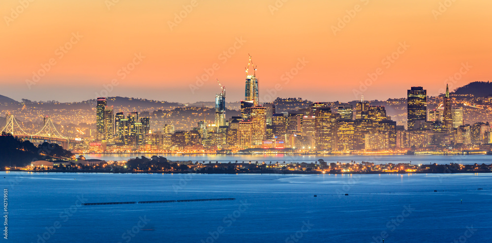 San Francisco Skyline Panorama at Sunset
