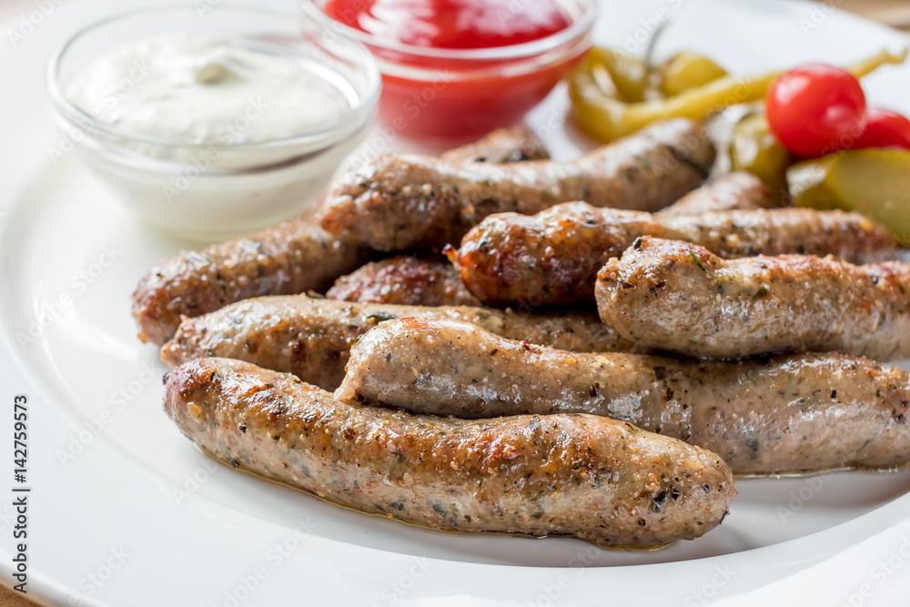 grilled sausages of lamb