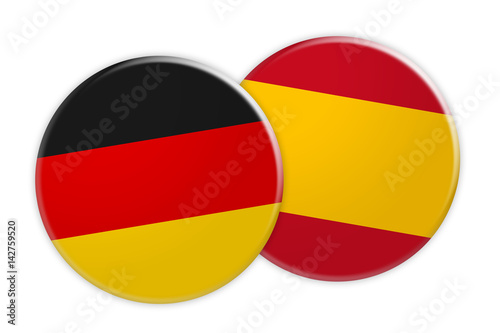 News Concept  Germany Flag Button On Spain Flag Button  3d illustration on white background