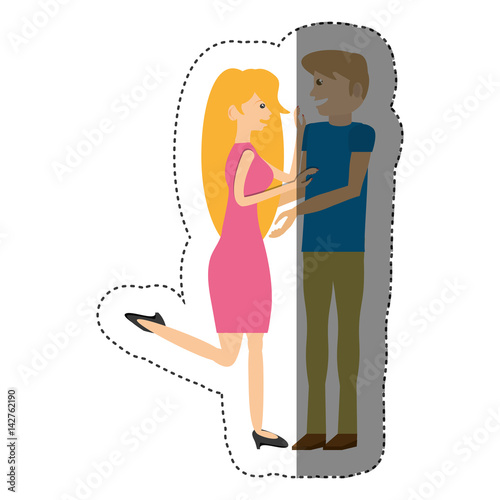 couple happy romantic shadow vector illustration eps 10