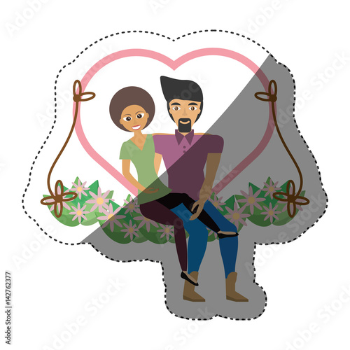 couple love together in swing shadow vector illustration eps 10
