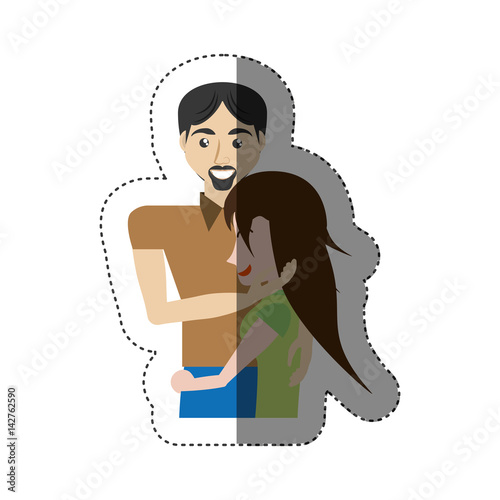 embracing couple lovely shadow vector illustration eps 10