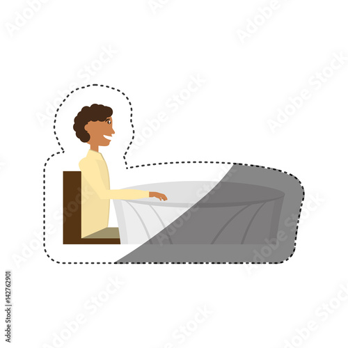 cartoon man alone sitting shadow vector illustration eps 10 photo