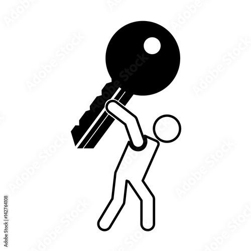 person lifting key door isolated icon vector illustration design