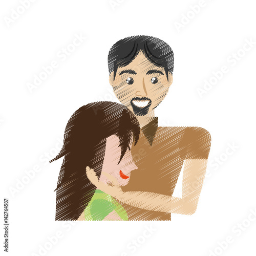 drawing man caress woman romance vector illustration eps 10