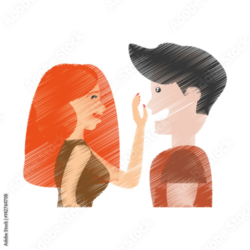 drawing couple caressing romantic vector illustration eps 10
