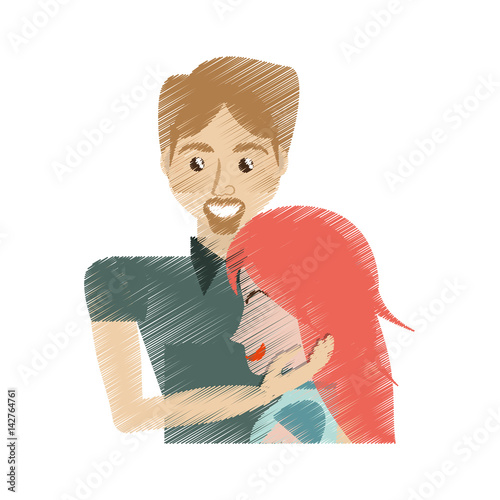 drawing man caress girl lovely vector illustration eps 10