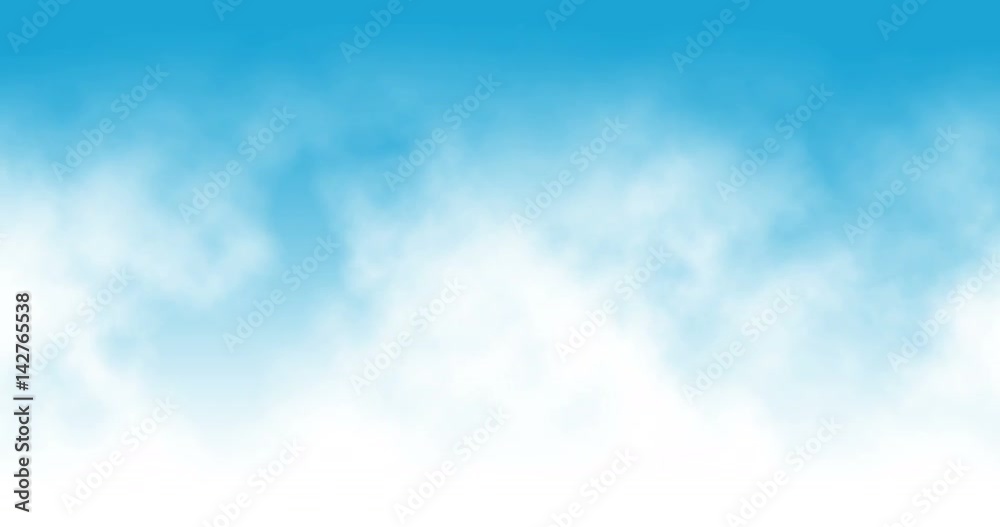 4k animation of fluffy white clouds moving across a blue sky
