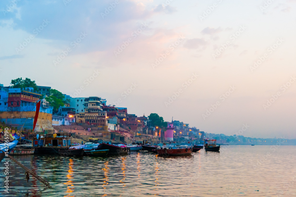 Boats on the Ganges River at Varanasi