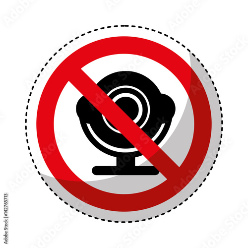 web camera with denied sign vector illustration design